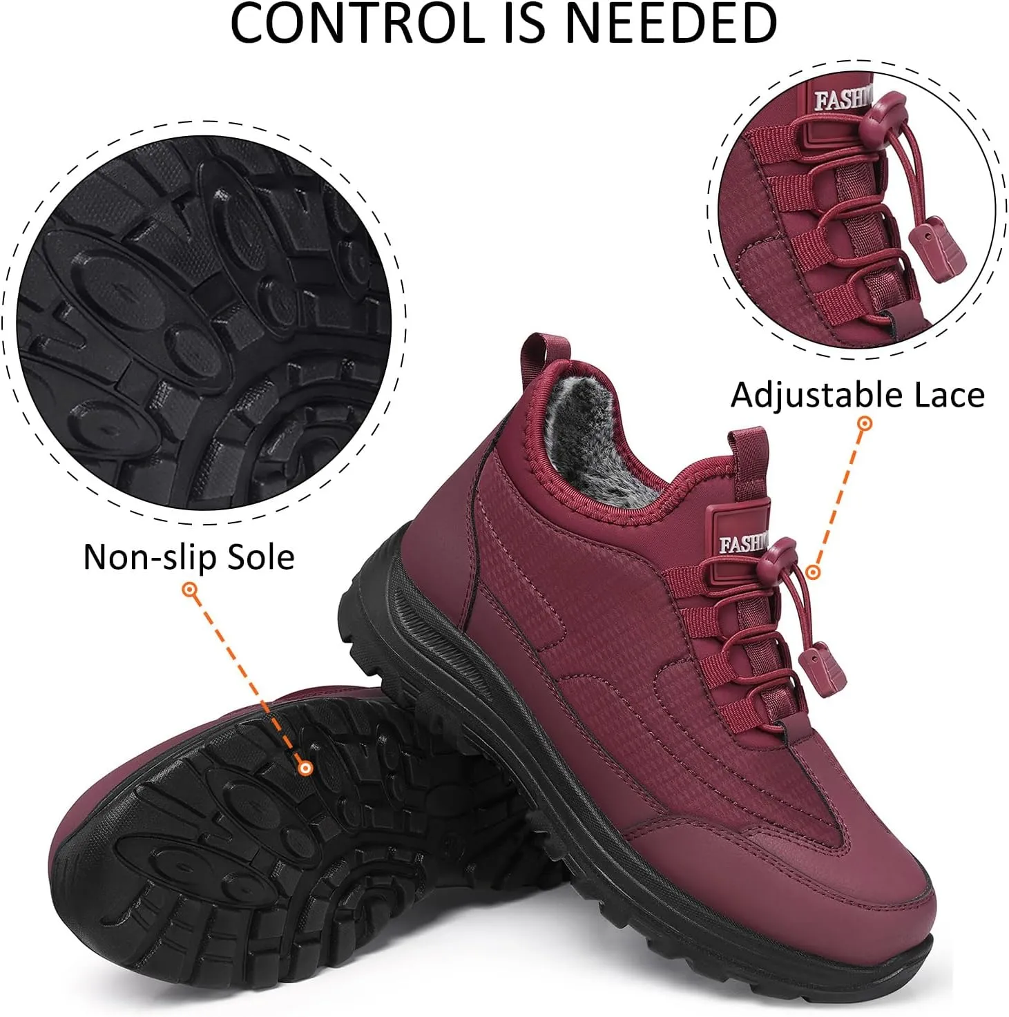 TEMOFON Snow Boots for Women Winter: Waterproof Slip On Fur Warm Woman Shoes - Walking Comfortable Ankle Booties