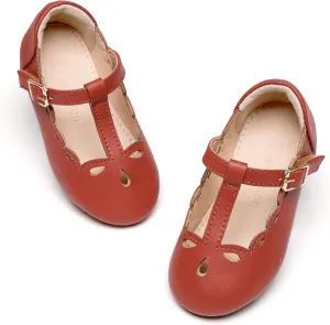 THEE BRON Girl's T-Strap Flats Toddler/Little Kid Ballet Mary Jane Party Dress Shoes