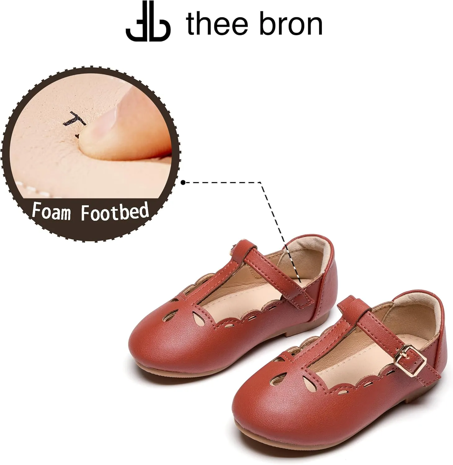 THEE BRON Girl's T-Strap Flats Toddler/Little Kid Ballet Mary Jane Party Dress Shoes
