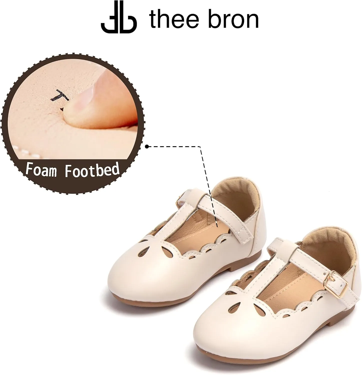 THEE BRON Girl's T-Strap Flats Toddler/Little Kid Ballet Mary Jane Party Dress Shoes