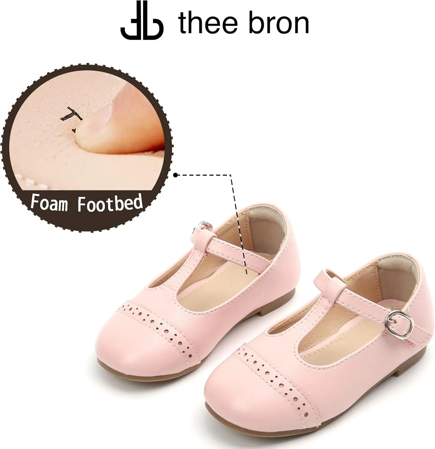 THEE BRON Girl's T-Strap Flats Toddler/Little Kid Ballet Mary Jane Party Dress Shoes