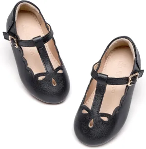 THEE BRON Girl's T-Strap Flats Toddler/Little Kid Ballet Mary Jane Party Dress Shoes