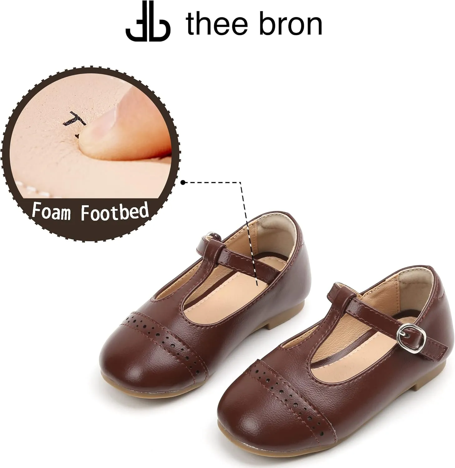 THEE BRON Girl's T-Strap Flats Toddler/Little Kid Ballet Mary Jane Party Dress Shoes