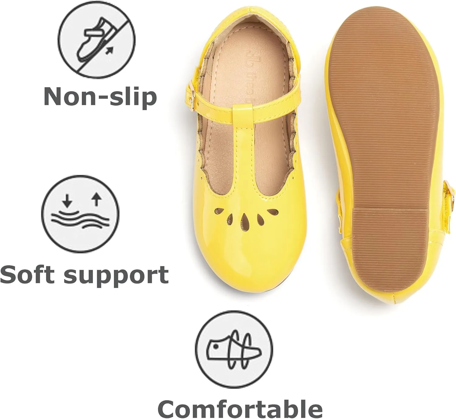 THEE BRON Girl's T-Strap Flats Toddler/Little Kid Ballet Mary Jane Party Dress Shoes
