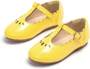 THEE BRON Girl's T-Strap Flats Toddler/Little Kid Ballet Mary Jane Party Dress Shoes