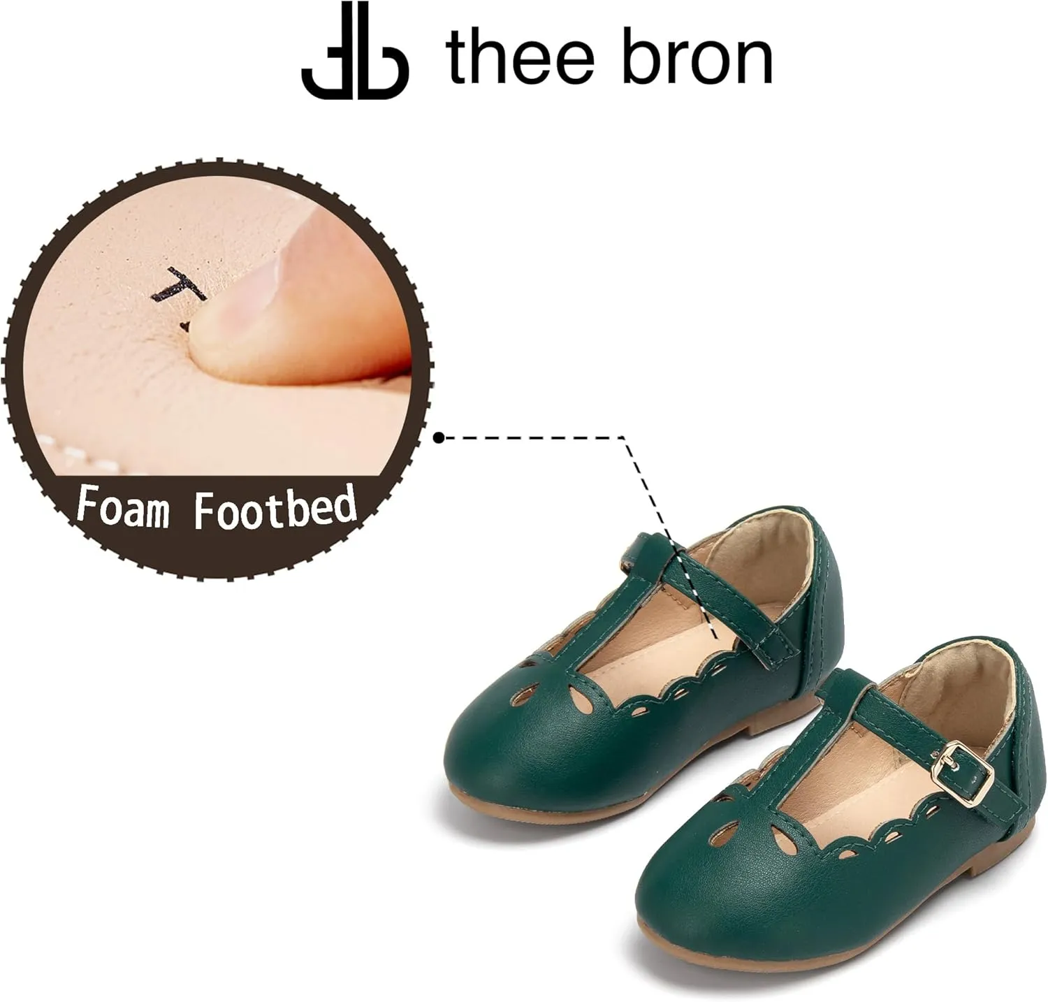 THEE BRON Girl's T-Strap Flats Toddler/Little Kid Ballet Mary Jane Party Dress Shoes