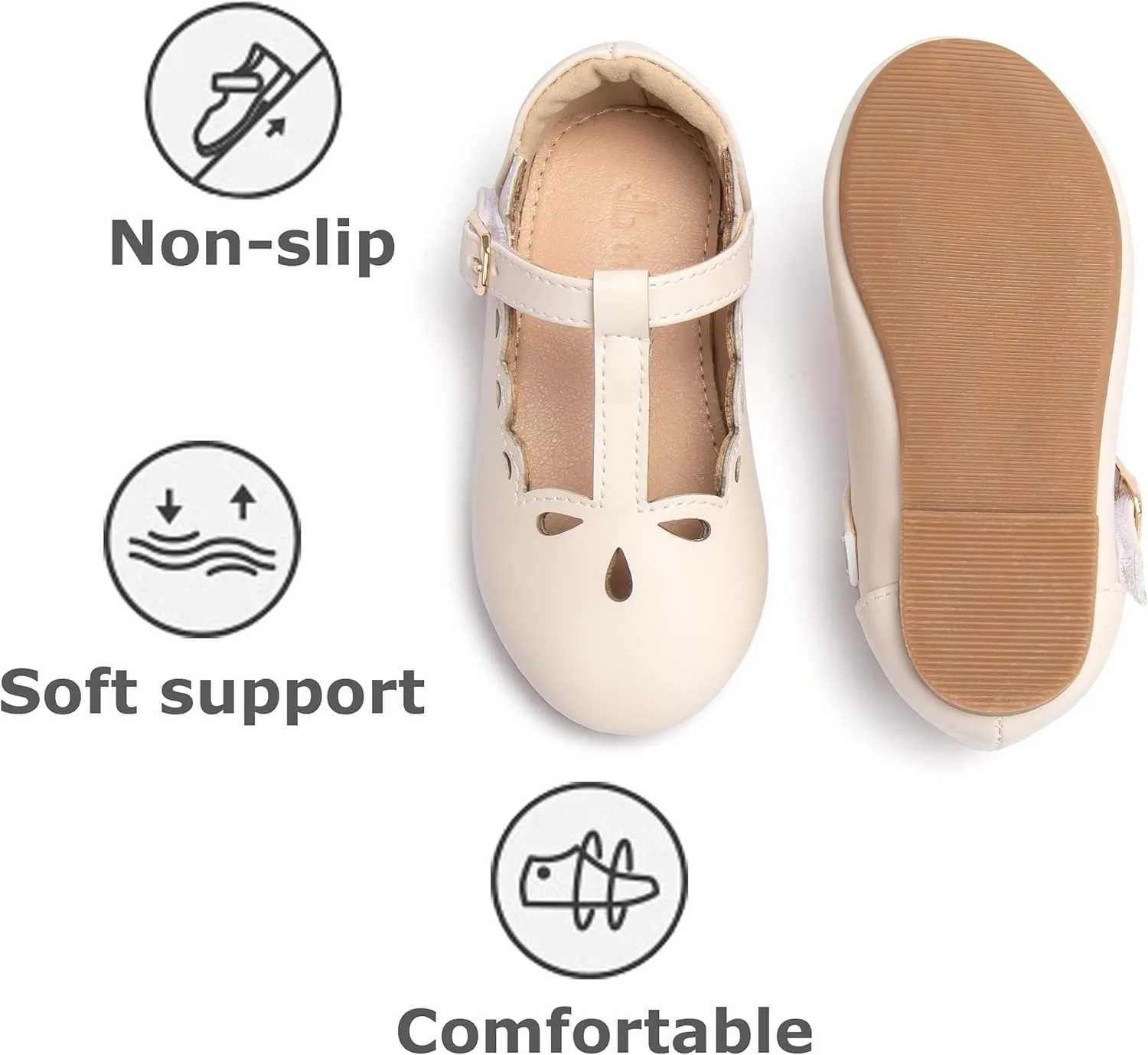 THEE BRON Girl's T-Strap Flats Toddler/Little Kid Ballet Mary Jane Party Dress Shoes