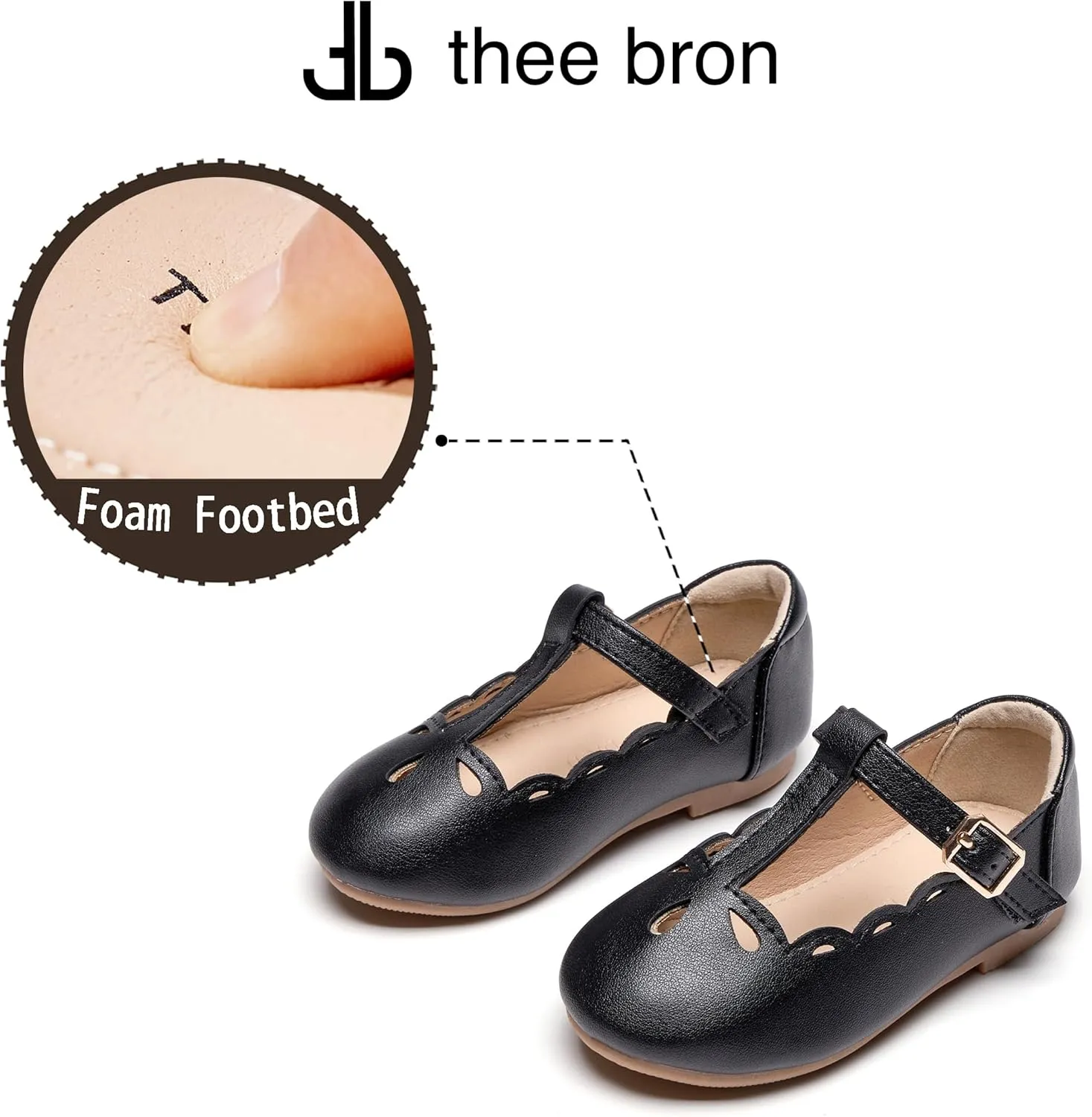 THEE BRON Girl's T-Strap Flats Toddler/Little Kid Ballet Mary Jane Party Dress Shoes