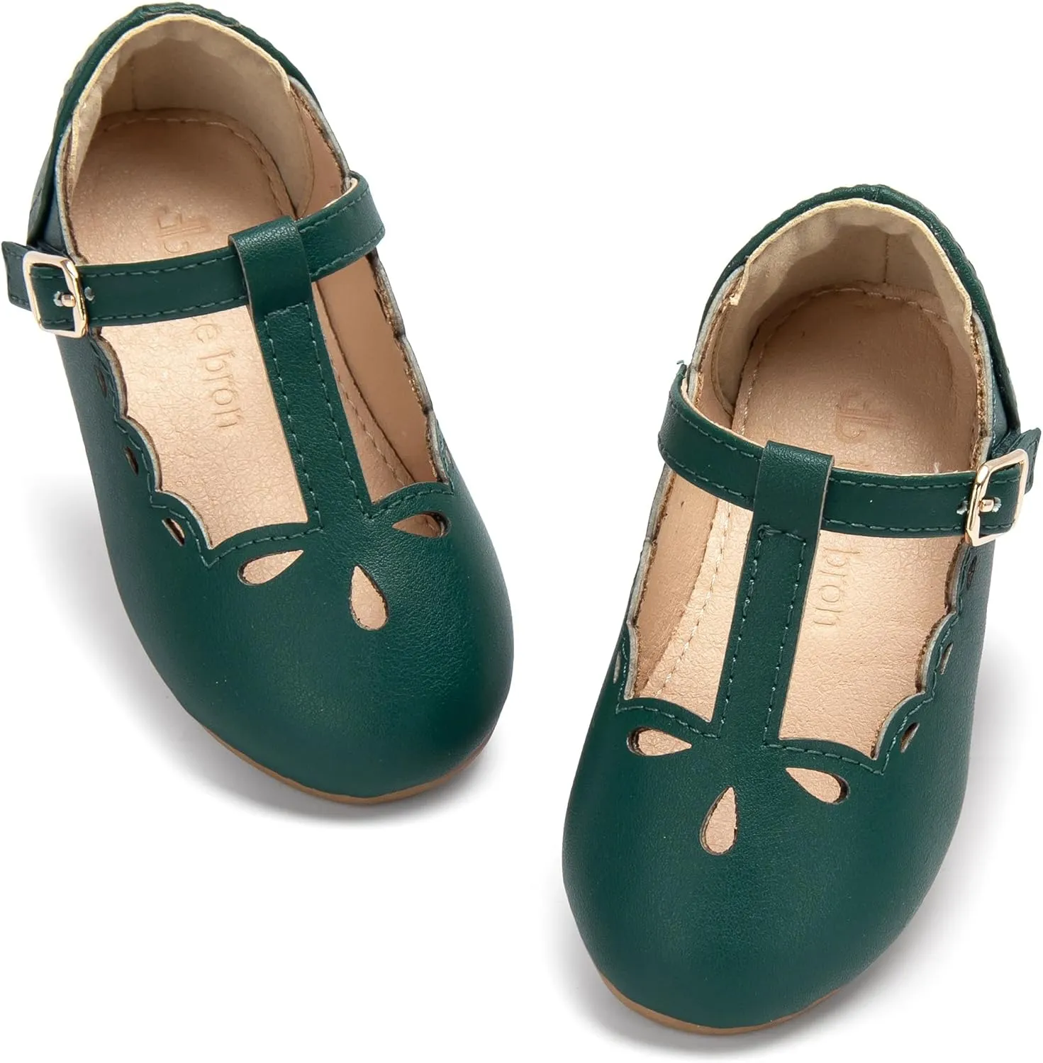THEE BRON Girl's T-Strap Flats Toddler/Little Kid Ballet Mary Jane Party Dress Shoes