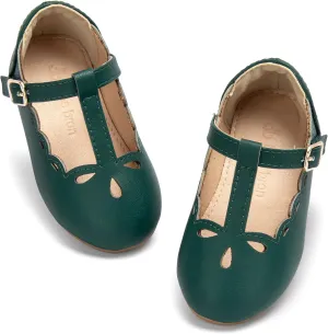 THEE BRON Girl's T-Strap Flats Toddler/Little Kid Ballet Mary Jane Party Dress Shoes