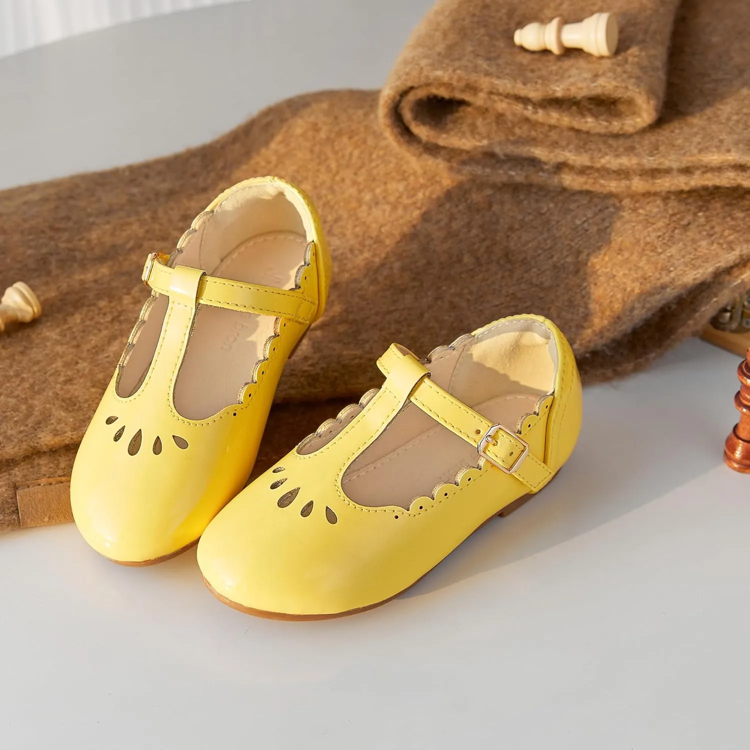 THEE BRON Girl's T-Strap Flats Toddler/Little Kid Ballet Mary Jane Party Dress Shoes