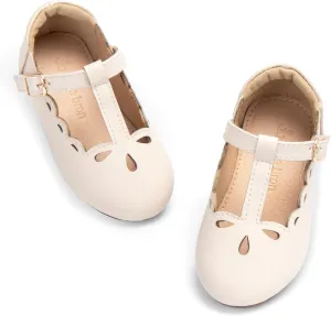 THEE BRON Girl's T-Strap Flats Toddler/Little Kid Ballet Mary Jane Party Dress Shoes