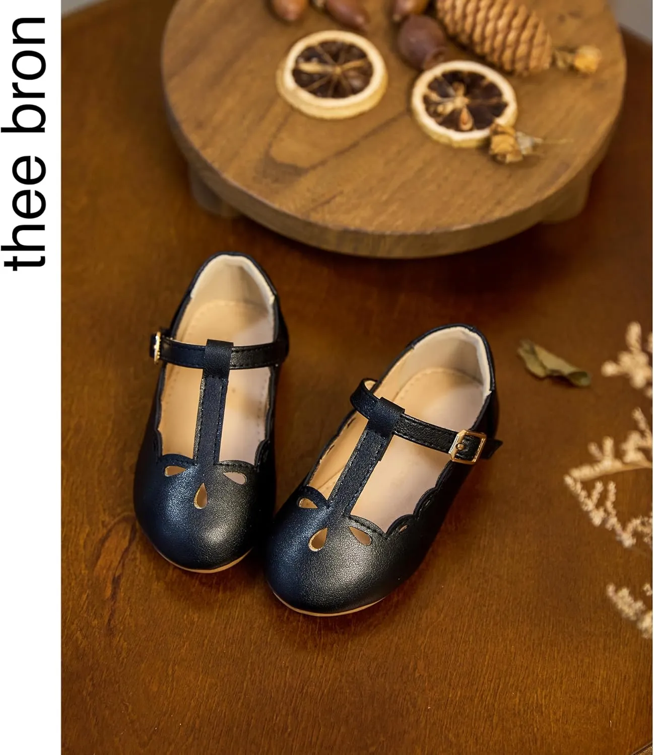 THEE BRON Girl's T-Strap Flats Toddler/Little Kid Ballet Mary Jane Party Dress Shoes