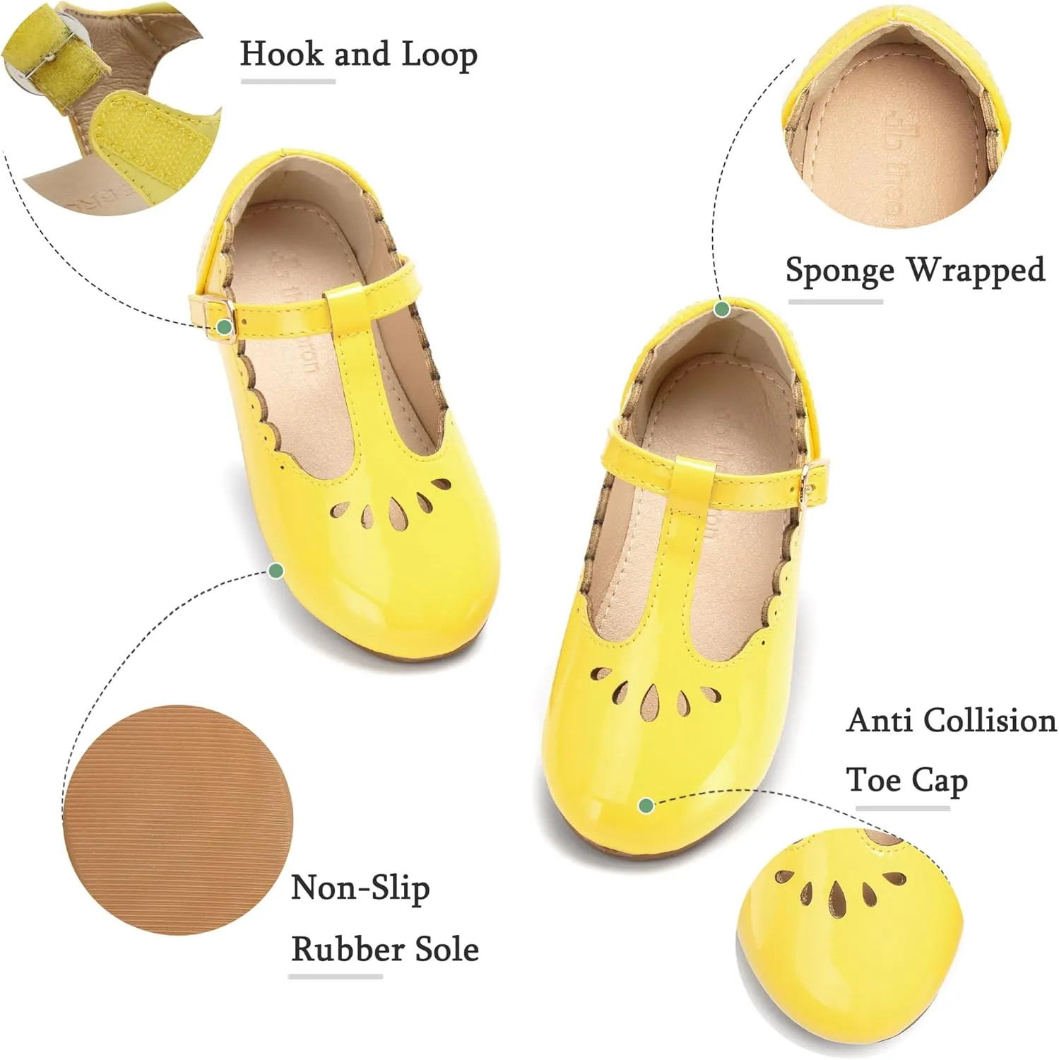 THEE BRON Girl's T-Strap Flats Toddler/Little Kid Ballet Mary Jane Party Dress Shoes
