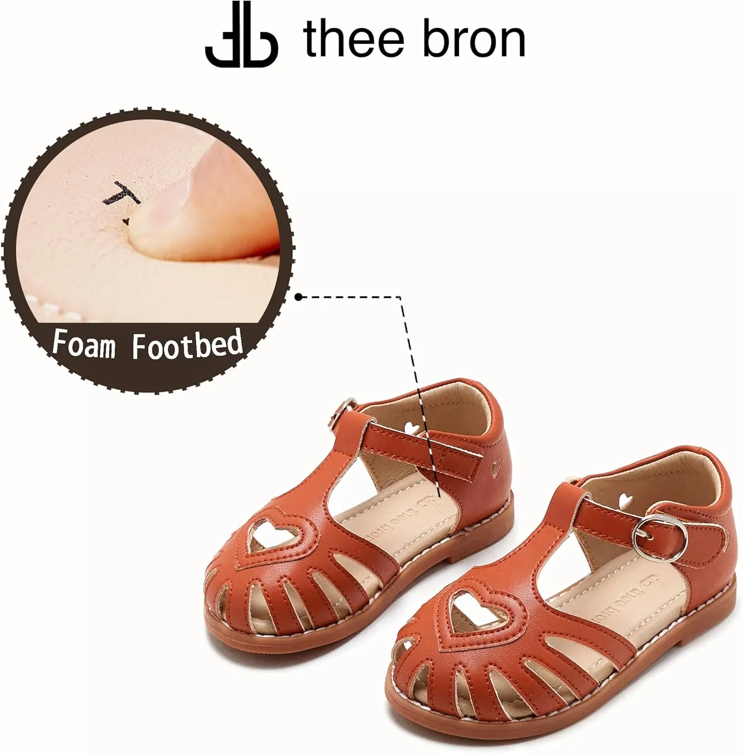 THEE BRON Princess Toddler Close Toe Sandals | Retro Lace-Up Design | Breathable Girls Shoes 3-12 Years