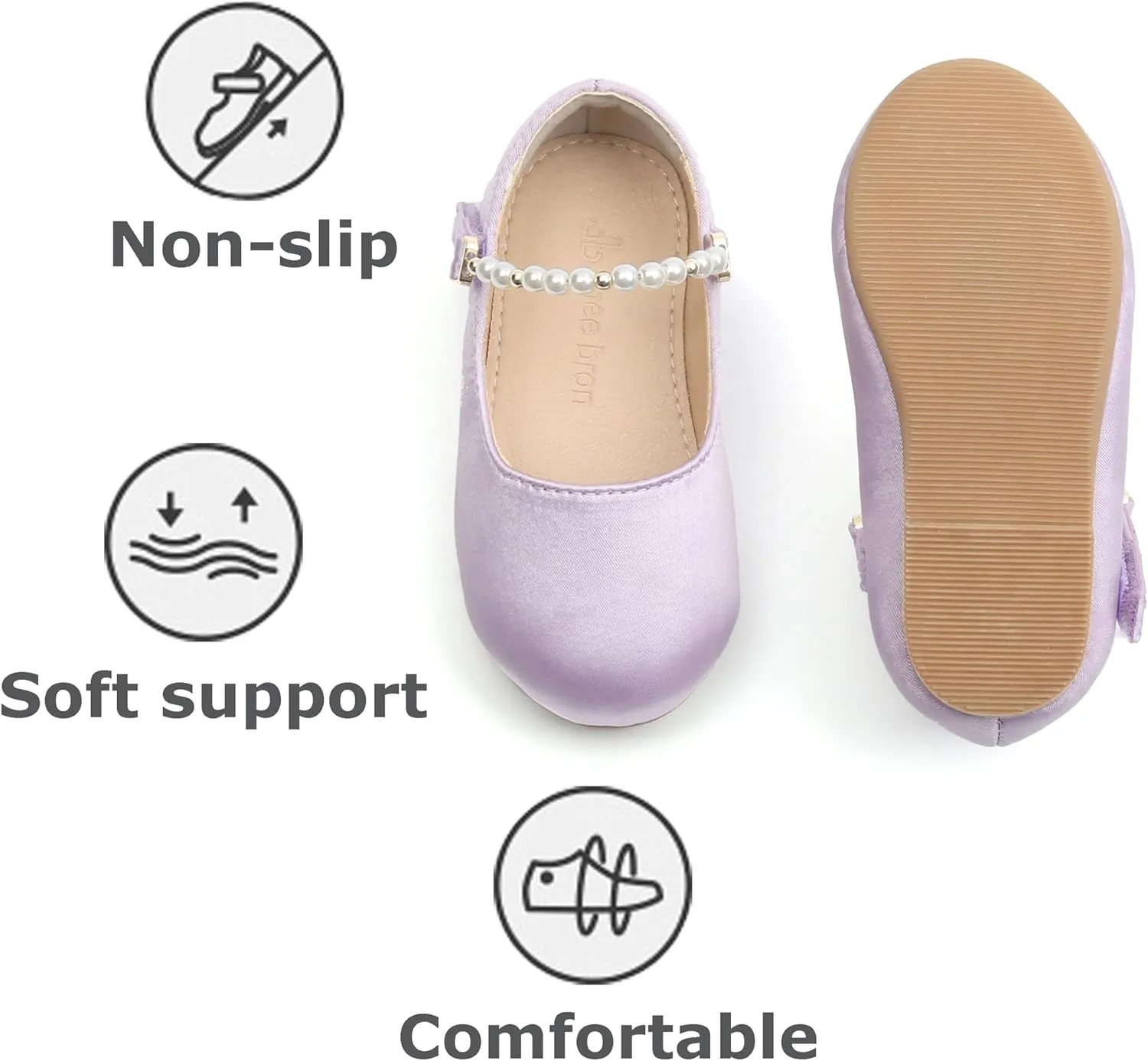 THEE BRON Toddler Dress Shoes Flower Girls Glitter Mary Jane Ballerina Flat Shoes