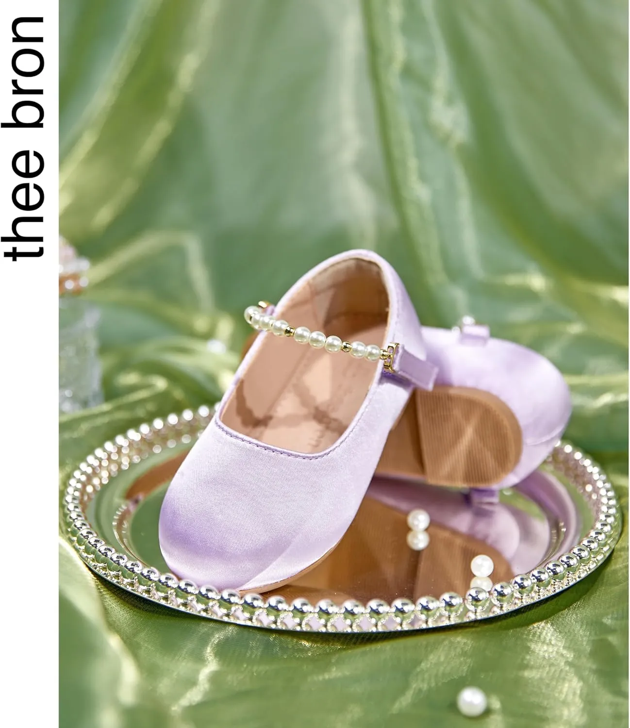 THEE BRON Toddler Dress Shoes Flower Girls Glitter Mary Jane Ballerina Flat Shoes