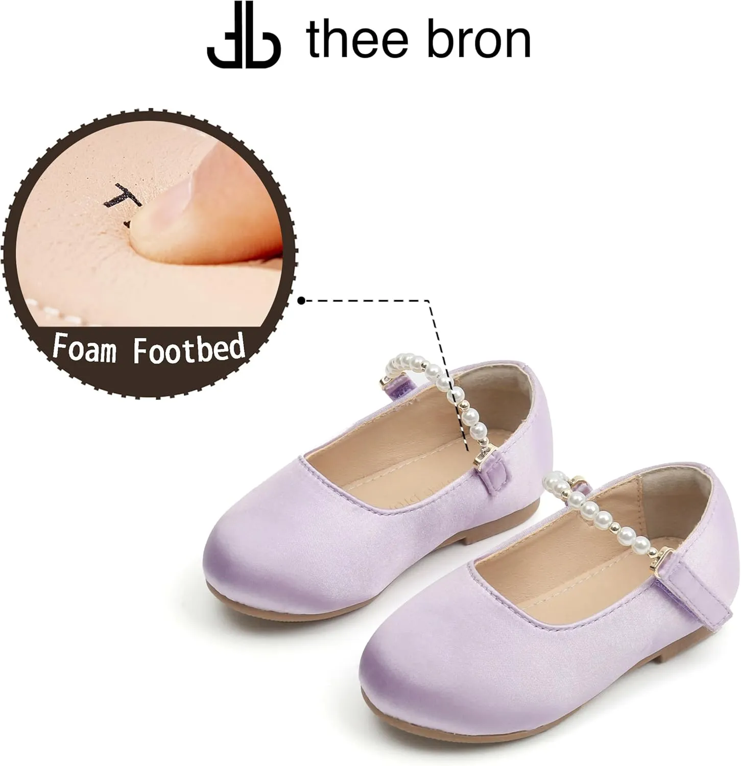 THEE BRON Toddler Dress Shoes Flower Girls Glitter Mary Jane Ballerina Flat Shoes