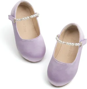 THEE BRON Toddler Dress Shoes Flower Girls Glitter Mary Jane Ballerina Flat Shoes