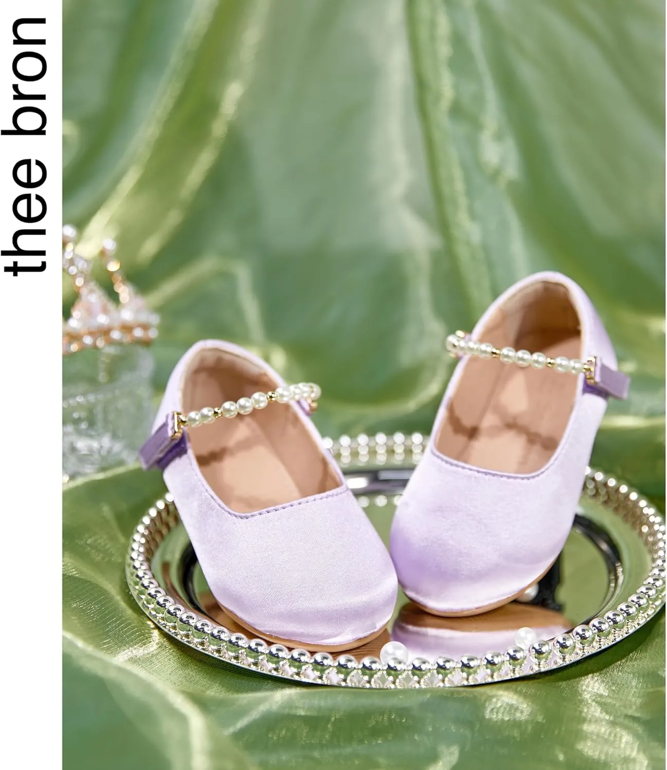 THEE BRON Toddler Dress Shoes Flower Girls Glitter Mary Jane Ballerina Flat Shoes