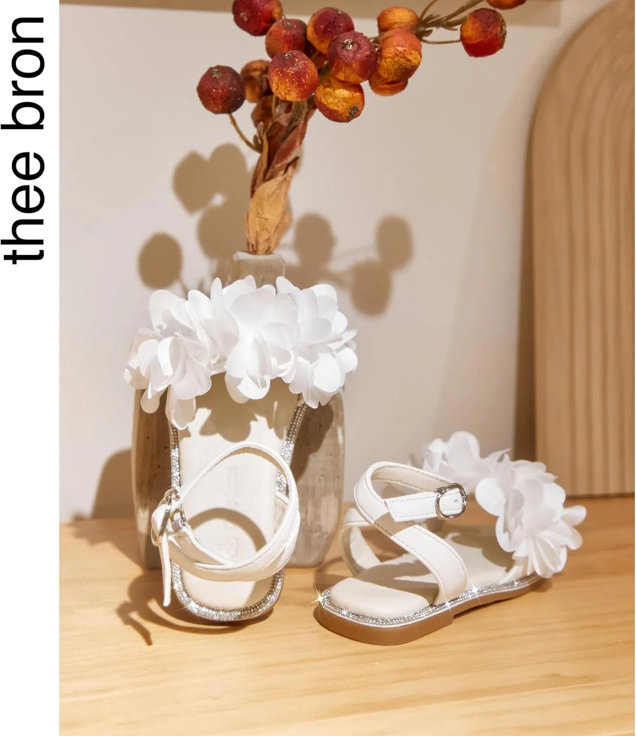 THEE BRON Toddler Girls Dress Sandals Kids Butterfly Floral Summer Sandalias Shoes