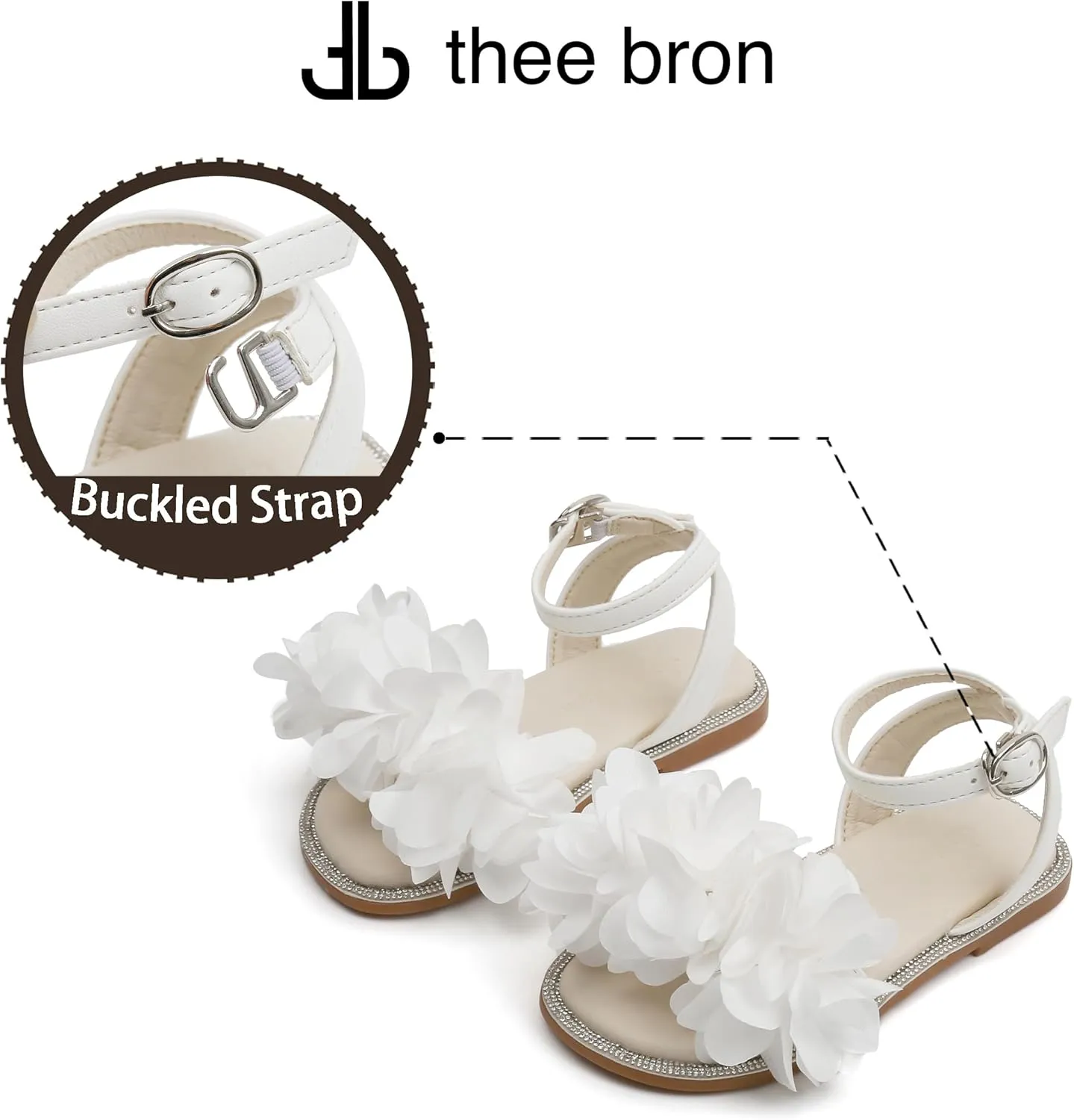 THEE BRON Toddler Girls Dress Sandals Kids Butterfly Floral Summer Sandalias Shoes