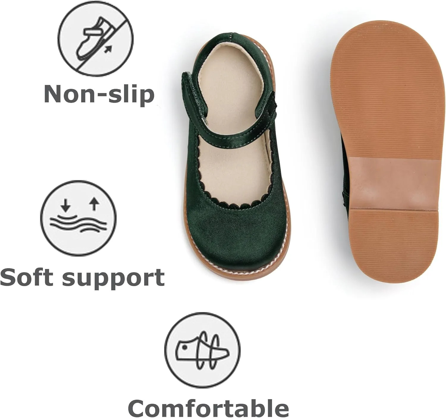 THEE BRON Toddler Girls Mary Jane Flats Kids School Uniform Party Dress Shoes