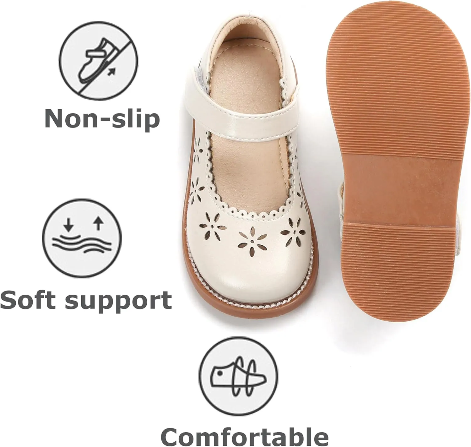 THEE BRON Toddler Girls Mary Jane Flats Kids School Uniform Party Dress Shoes