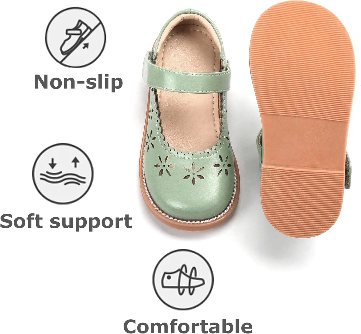 THEE BRON Toddler Girls Mary Jane Flats Kids School Uniform Party Dress Shoes