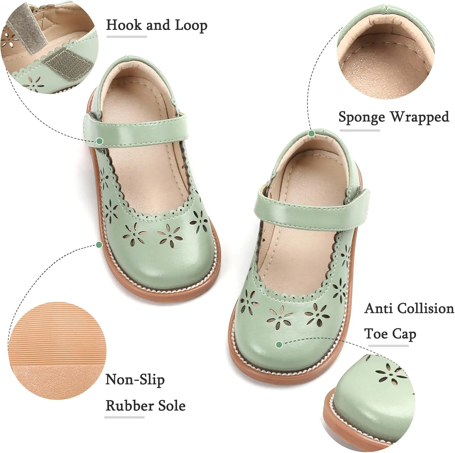 THEE BRON Toddler Girls Mary Jane Flats Kids School Uniform Party Dress Shoes
