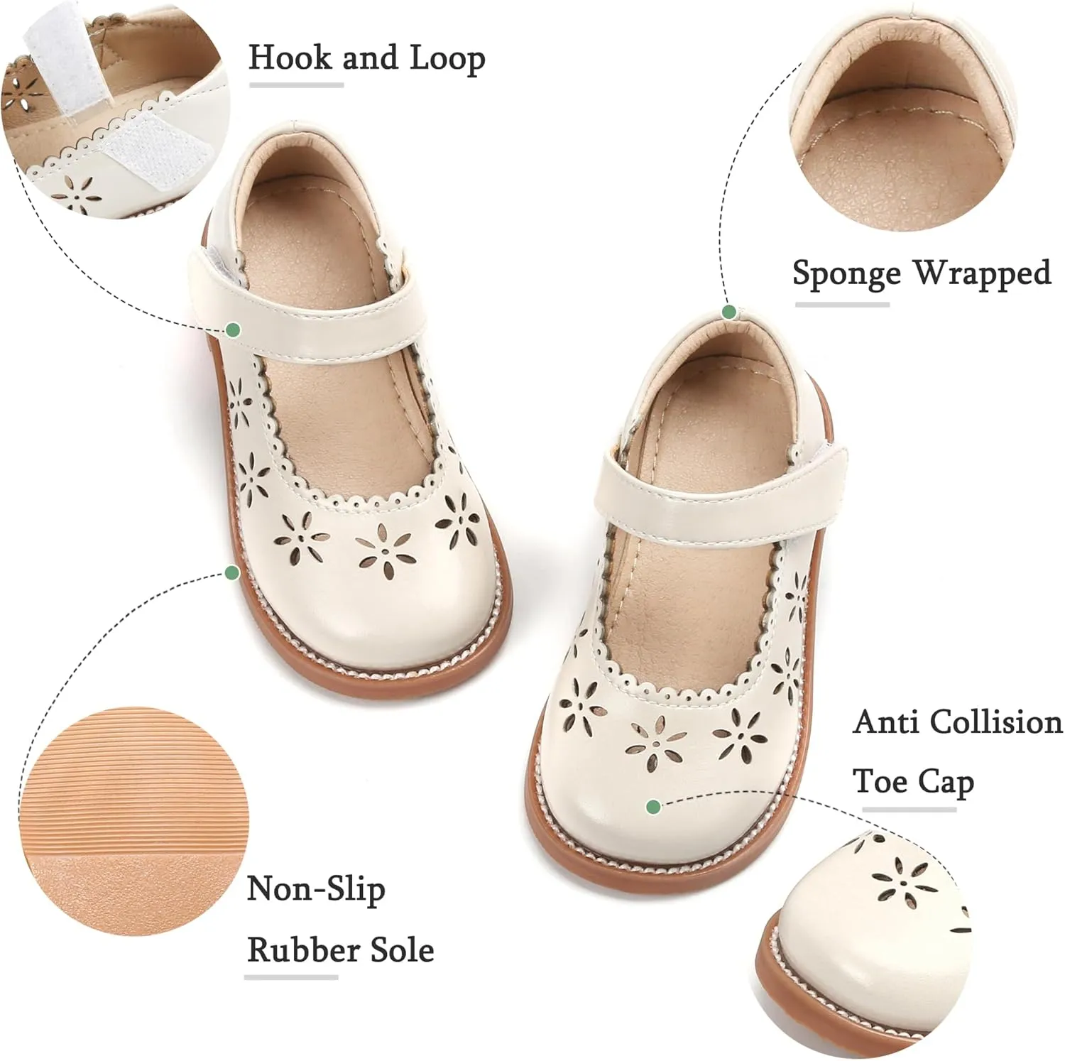 THEE BRON Toddler Girls Mary Jane Flats Kids School Uniform Party Dress Shoes
