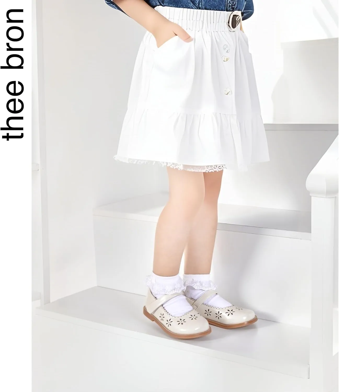 THEE BRON Toddler Girls Mary Jane Flats Kids School Uniform Party Dress Shoes