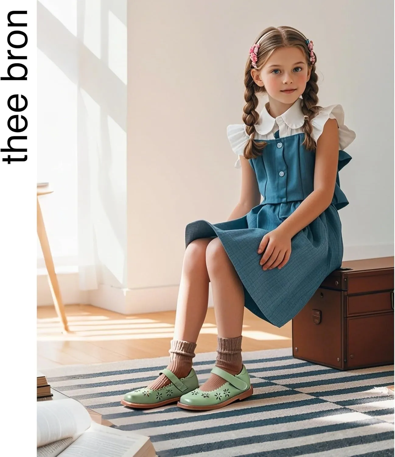 THEE BRON Toddler Girls Mary Jane Flats Kids School Uniform Party Dress Shoes