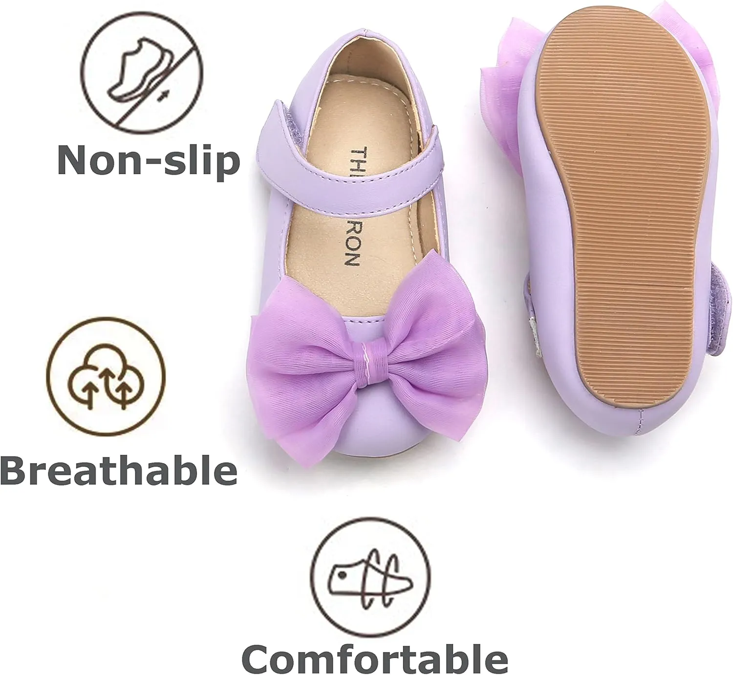 THEE BRON Toddler Girls Shoes Mary Jane Flats for Girls Ballerina Dress Shoes