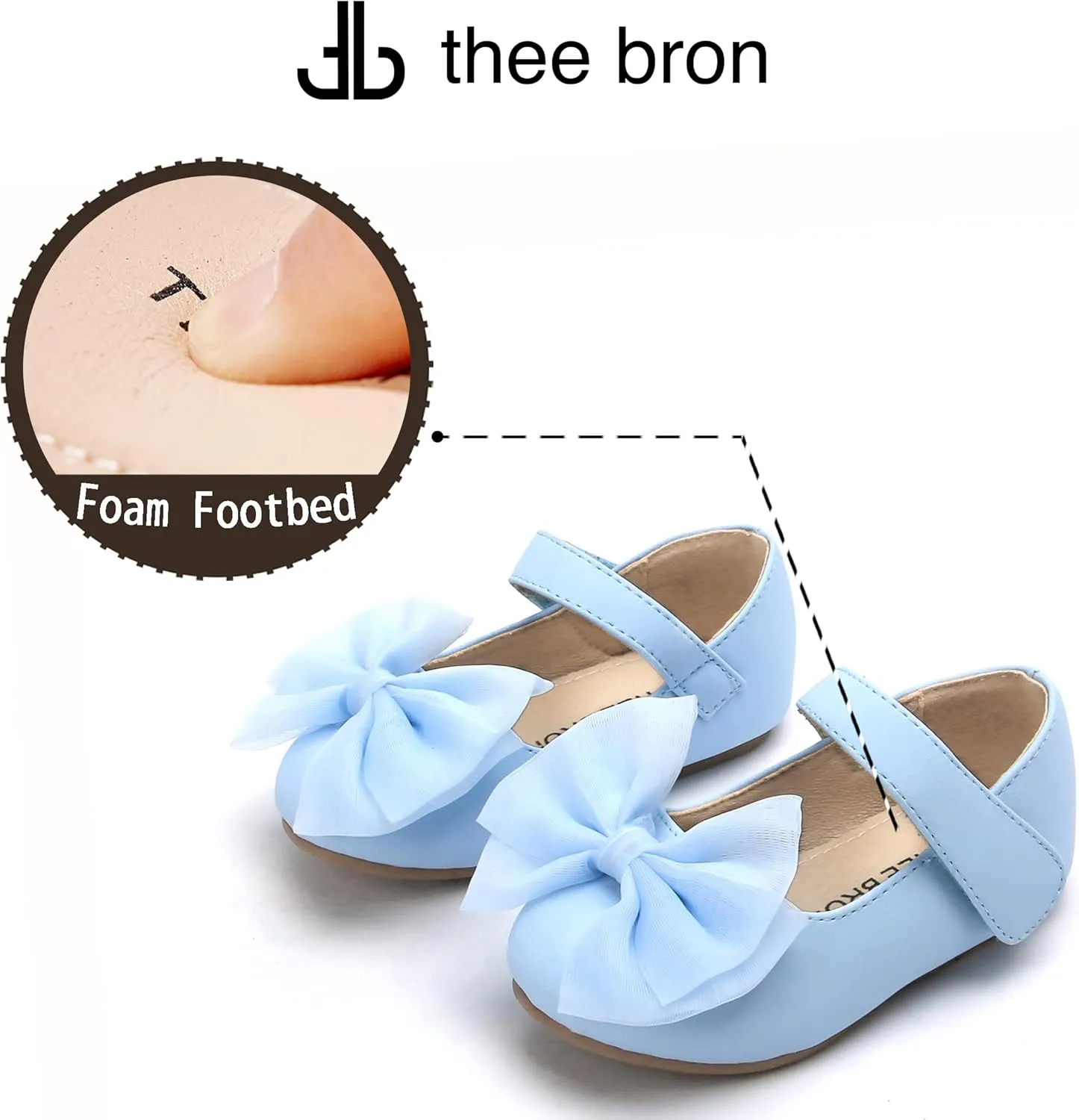 THEE BRON Toddler Girls Shoes Mary Jane Flats for Girls Ballerina Dress Shoes