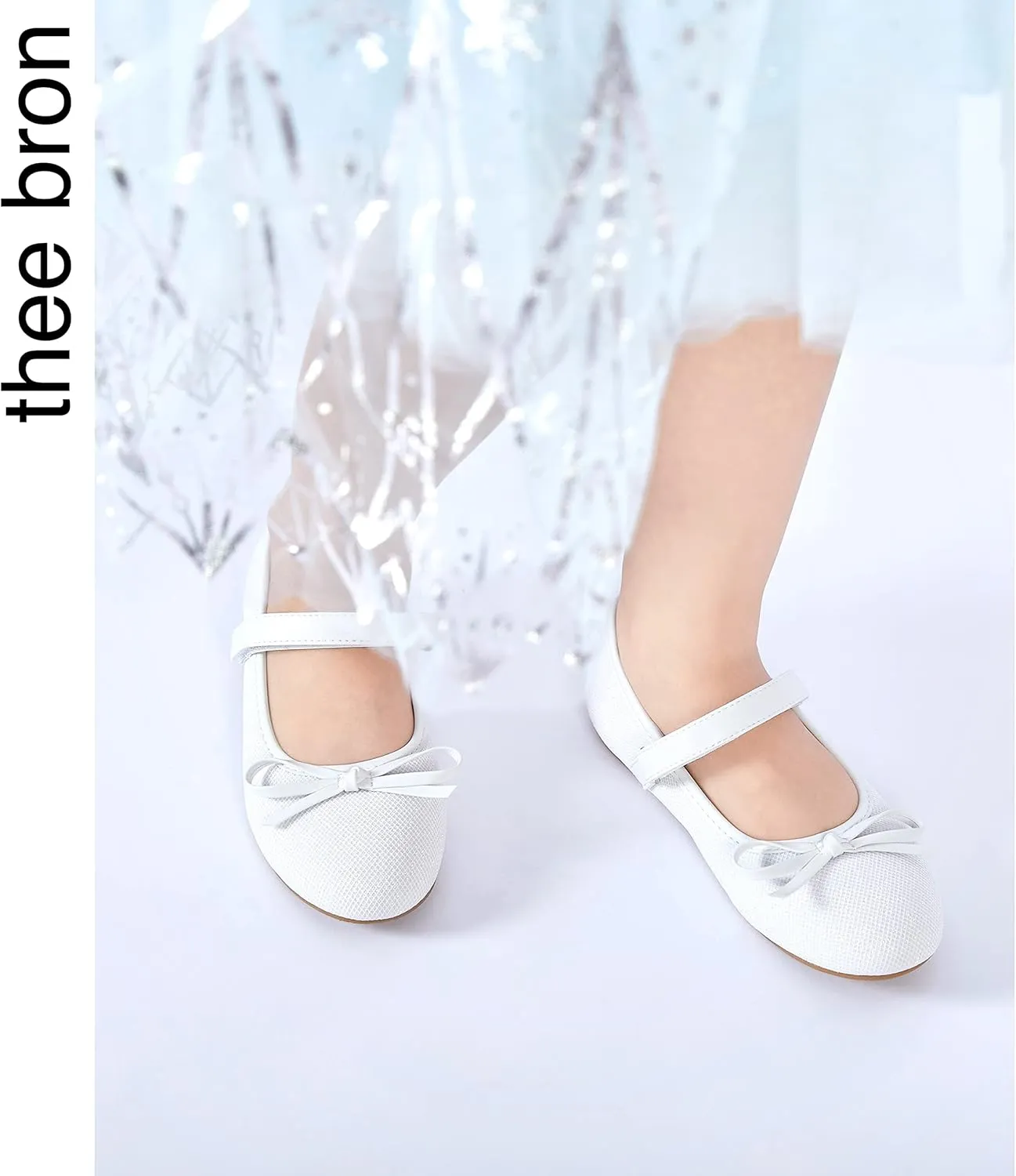 THEE BRON Toddler Girls Shoes Mary Jane Flats for Girls Ballerina Dress Shoes