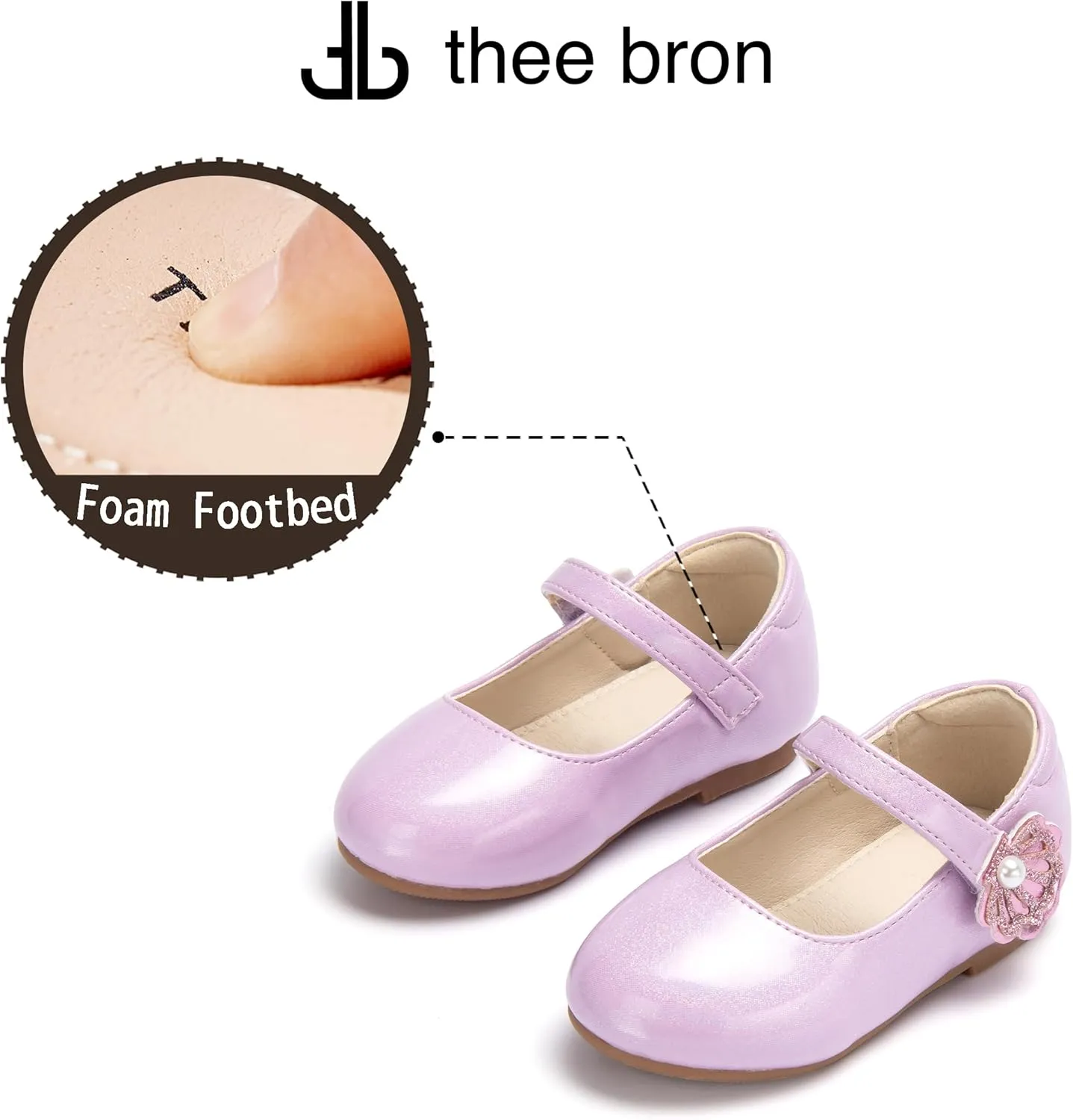THEE BRON Toddler Girls Shoes Mary Jane Flats for Girls Ballerina Dress Shoes