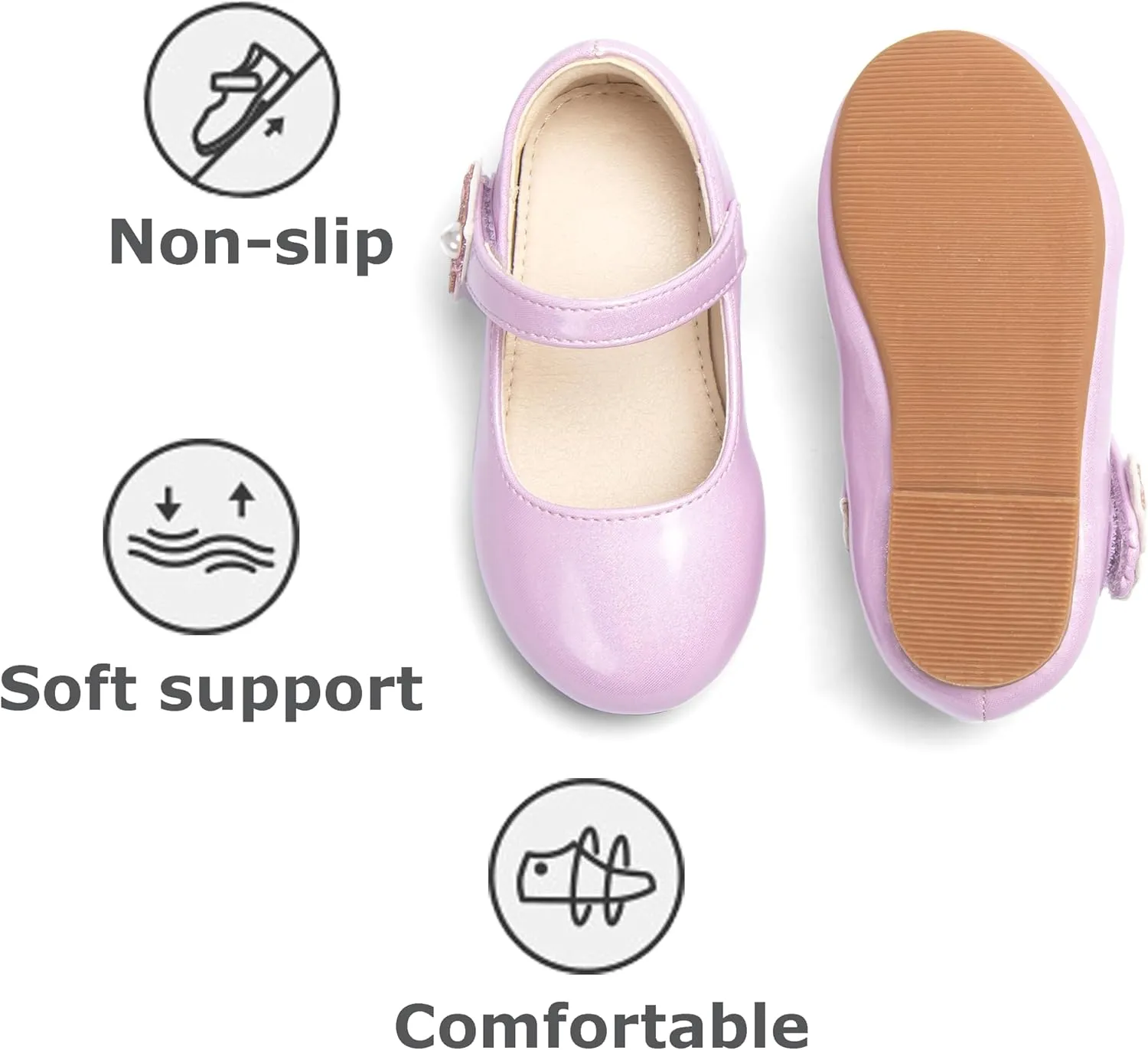 THEE BRON Toddler Girls Shoes Mary Jane Flats for Girls Ballerina Dress Shoes
