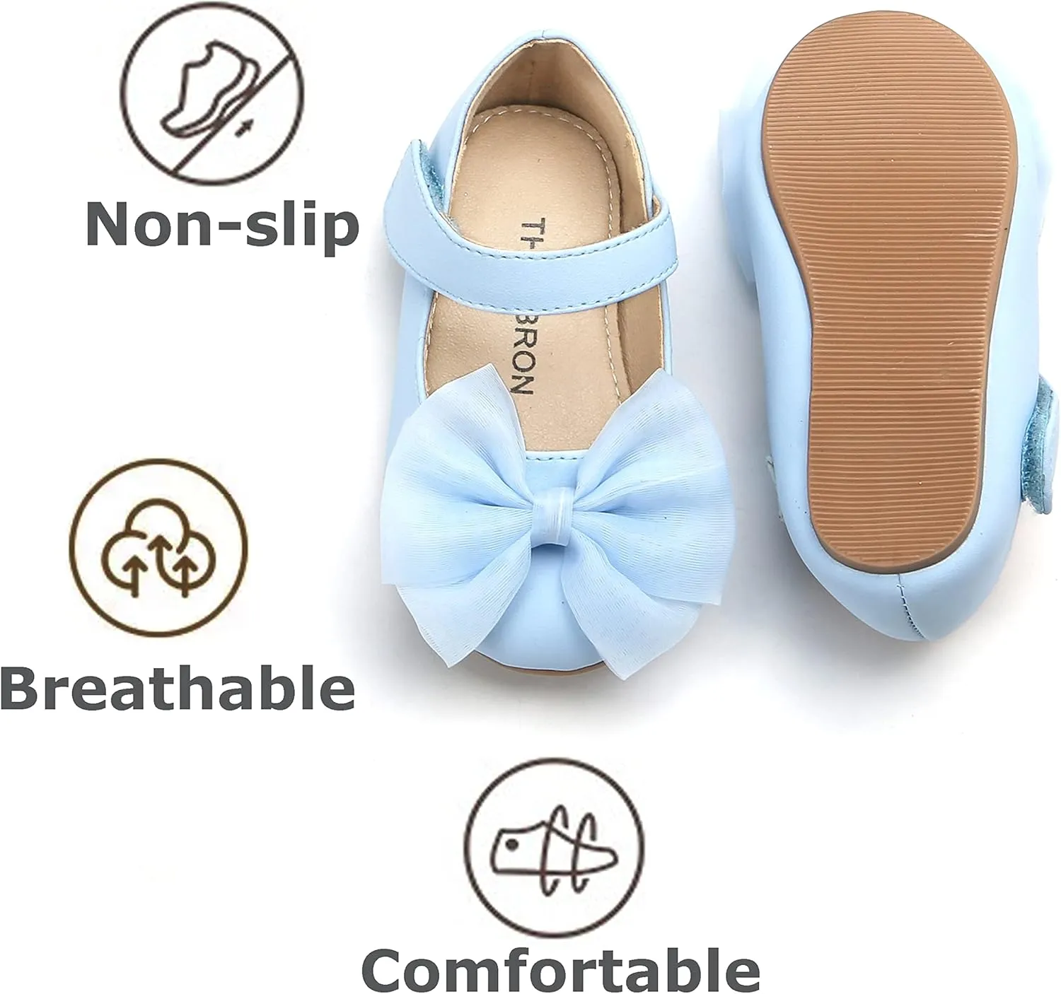THEE BRON Toddler Girls Shoes Mary Jane Flats for Girls Ballerina Dress Shoes