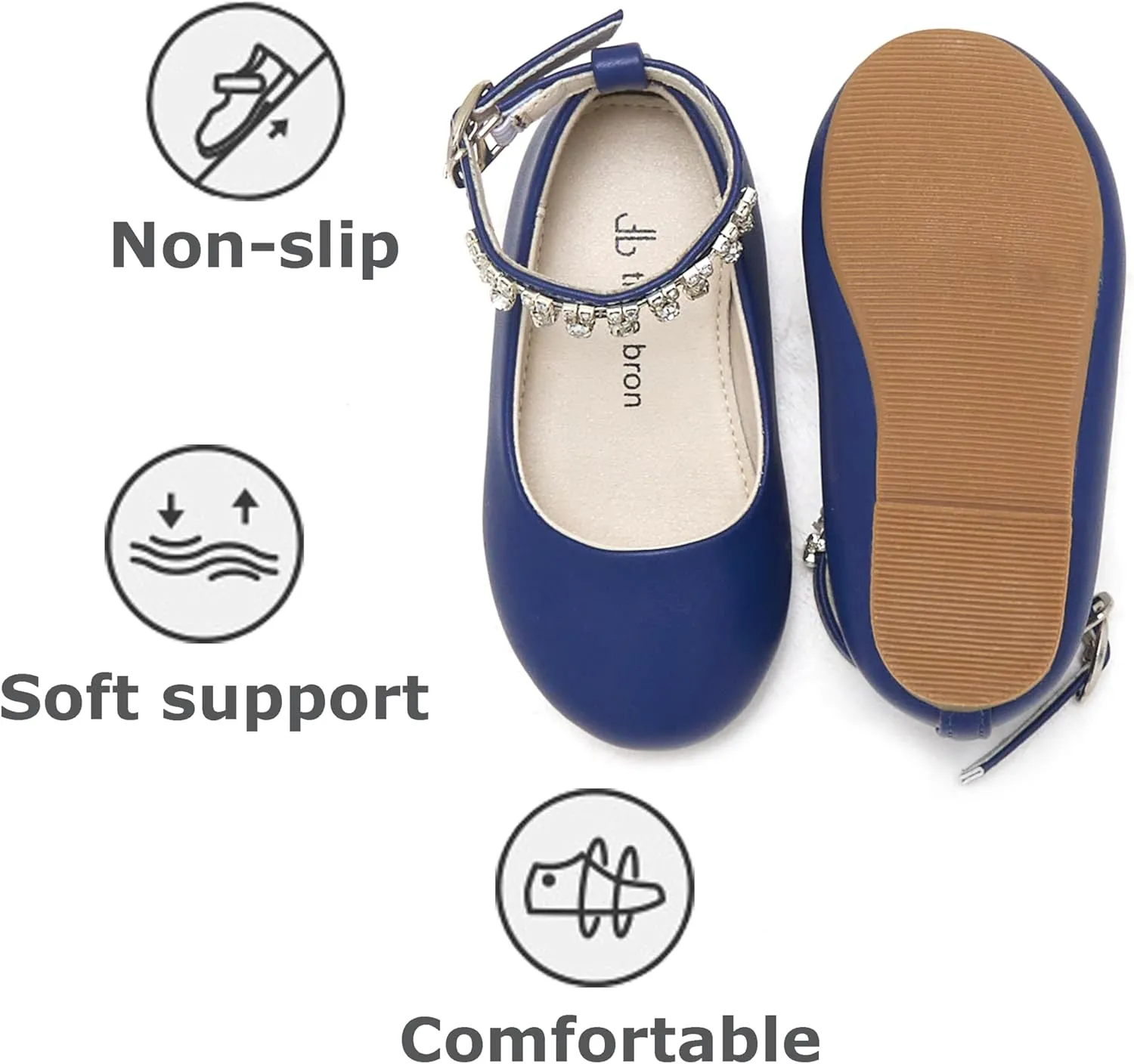 THEE BRON Toddler Little Girl Mary Jane Dress Shoes Princess Ballerina Flat Shoes