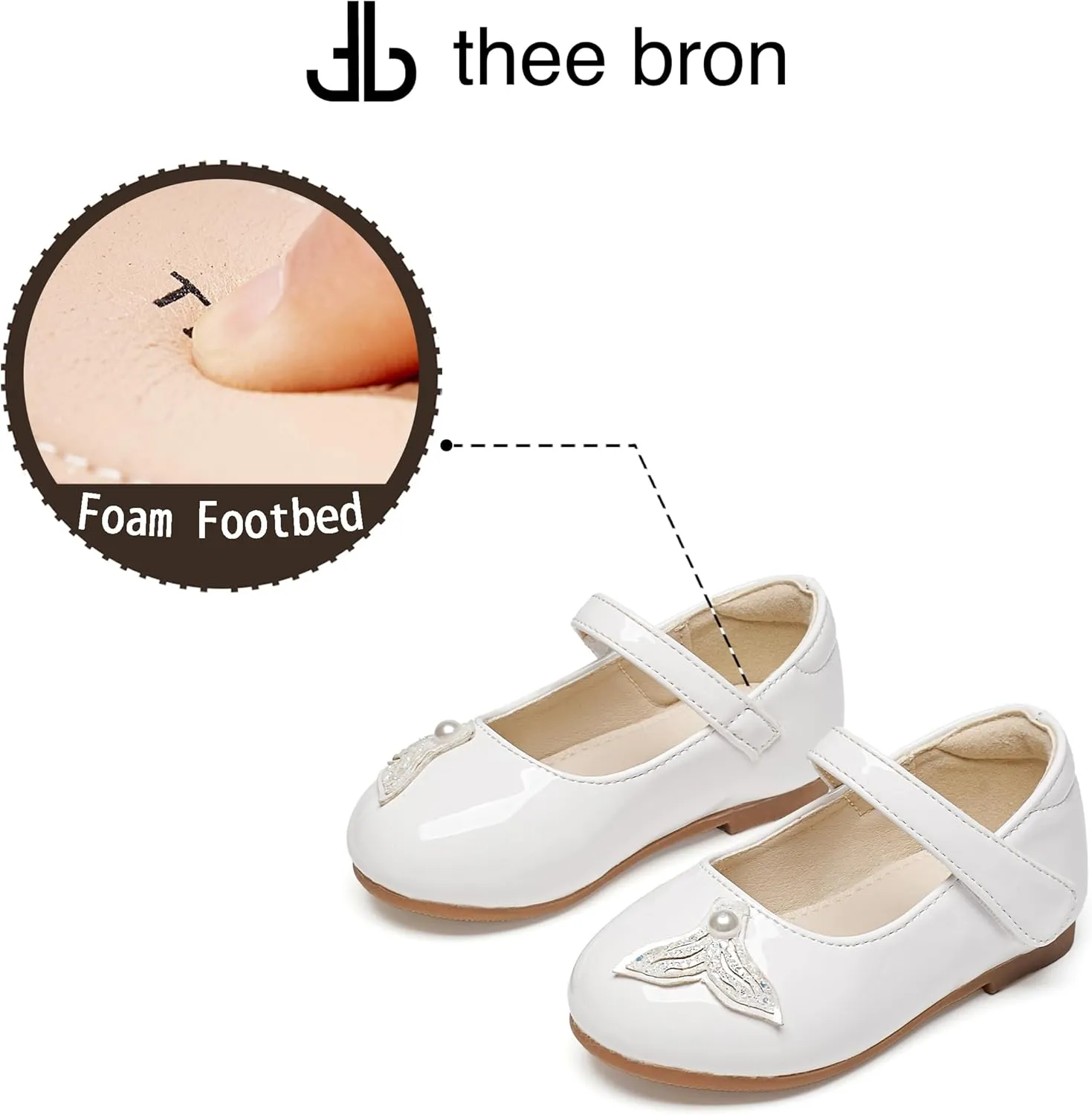 THEE BRON Toddler Little Girl Mary Jane Dress Shoes Princess Ballerina Flat Shoes