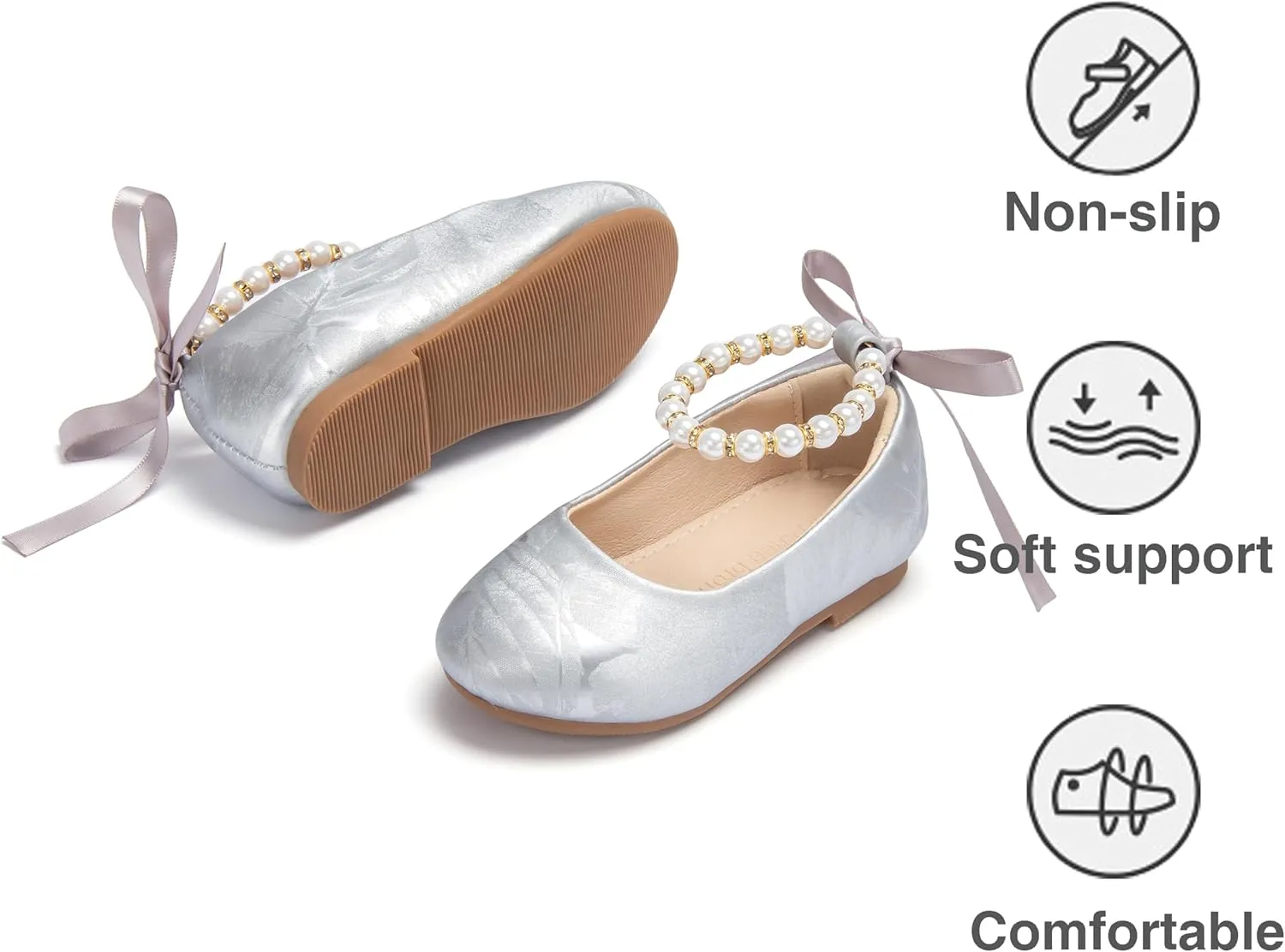 THEE BRON Toddler/Little Girl Mary Jane Flats Princess Dress Shoes