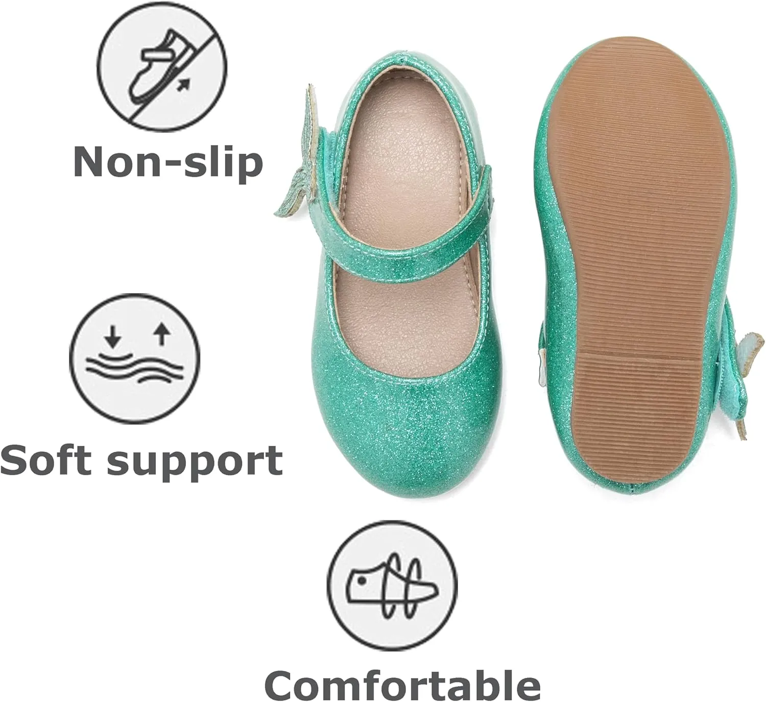 THEE BRON Toddler/Little Girl Mary Jane Flats Princess Dress Shoes
