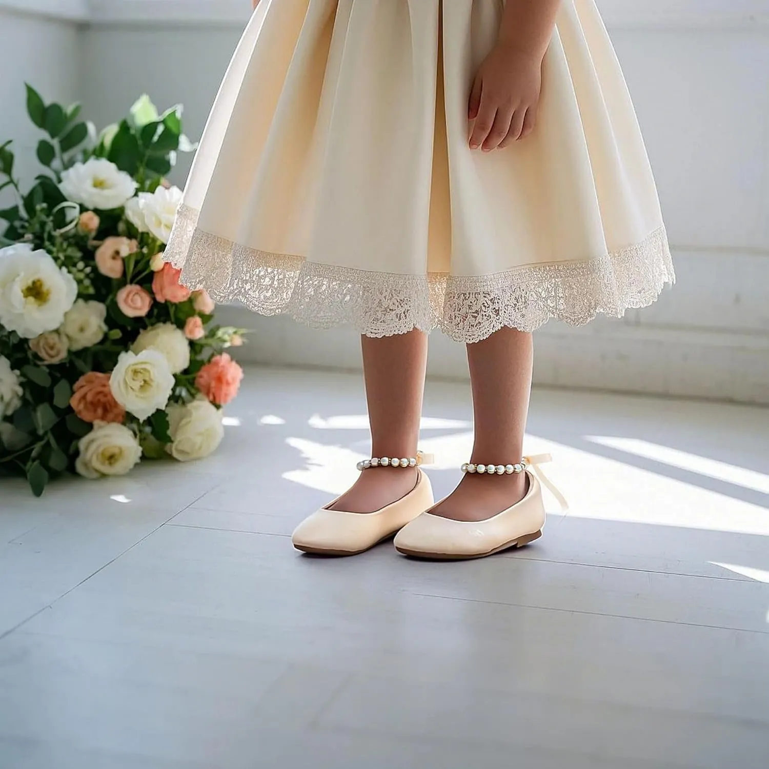 THEE BRON Toddler/Little Girl Mary Jane Flats Princess Dress Shoes