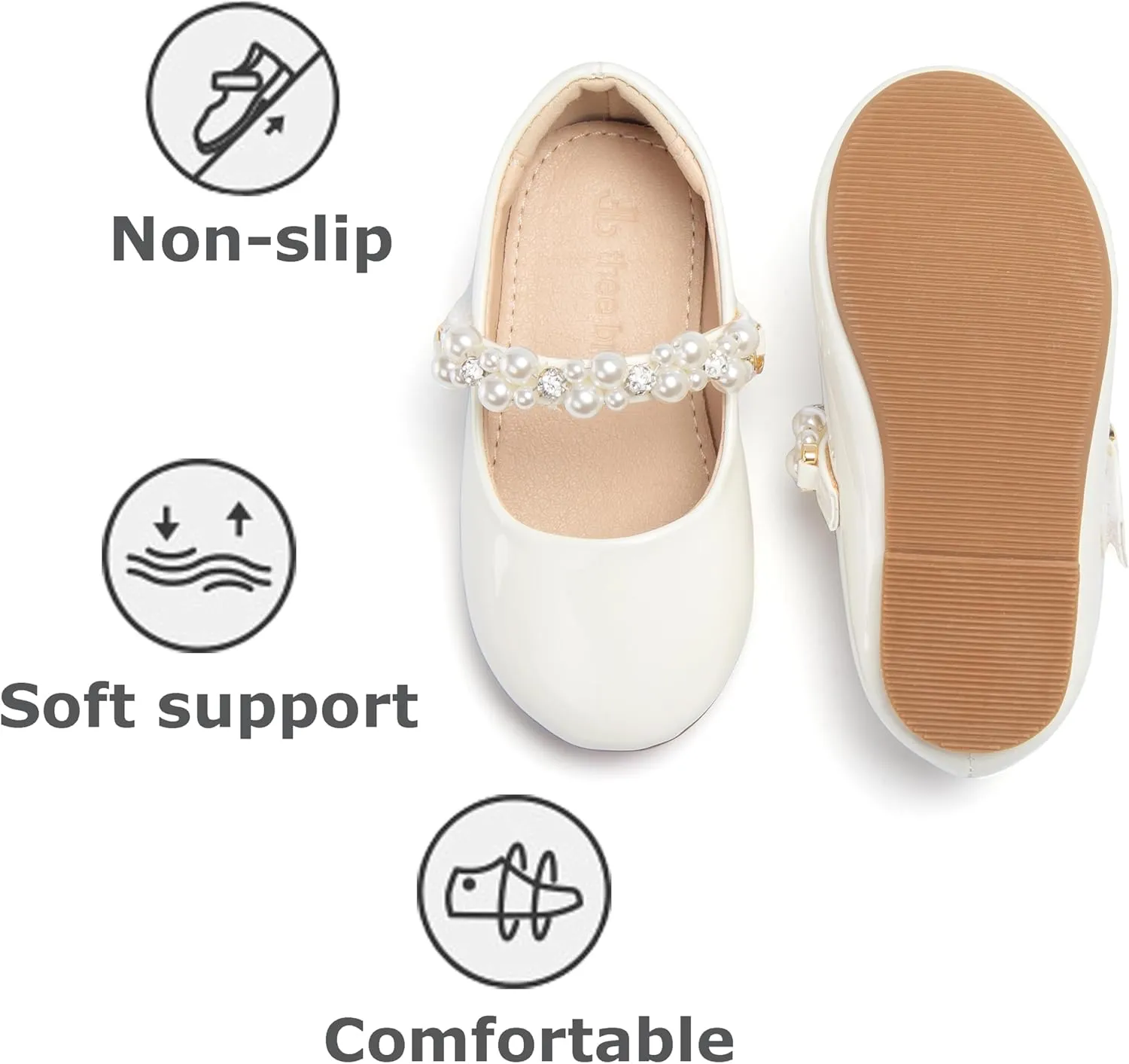 THEE BRON Toddler/Little Girl Mary Jane Flats Princess Dress Shoes