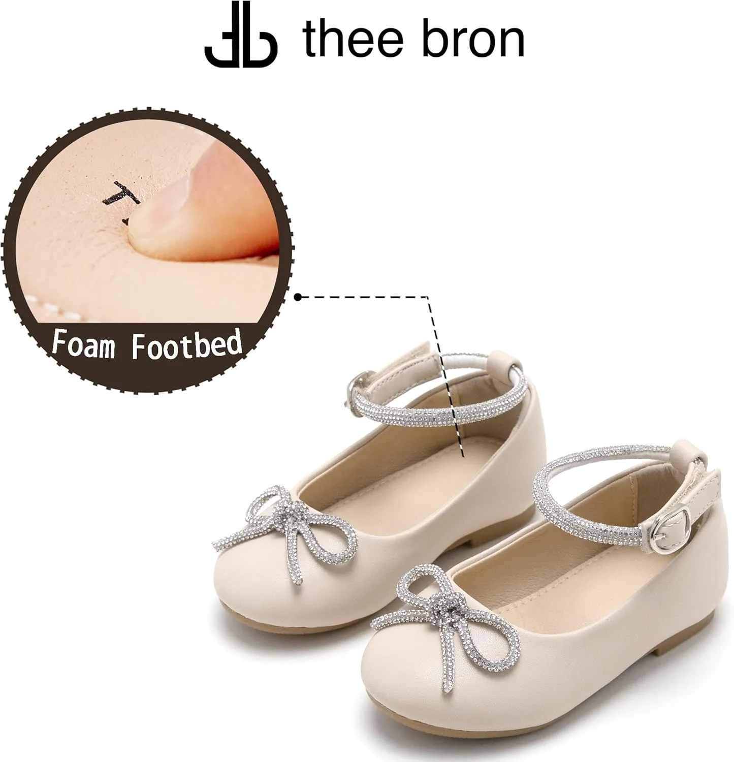 THEE BRON Toddler/Little Girl Mary Jane Flats Princess Dress Shoes