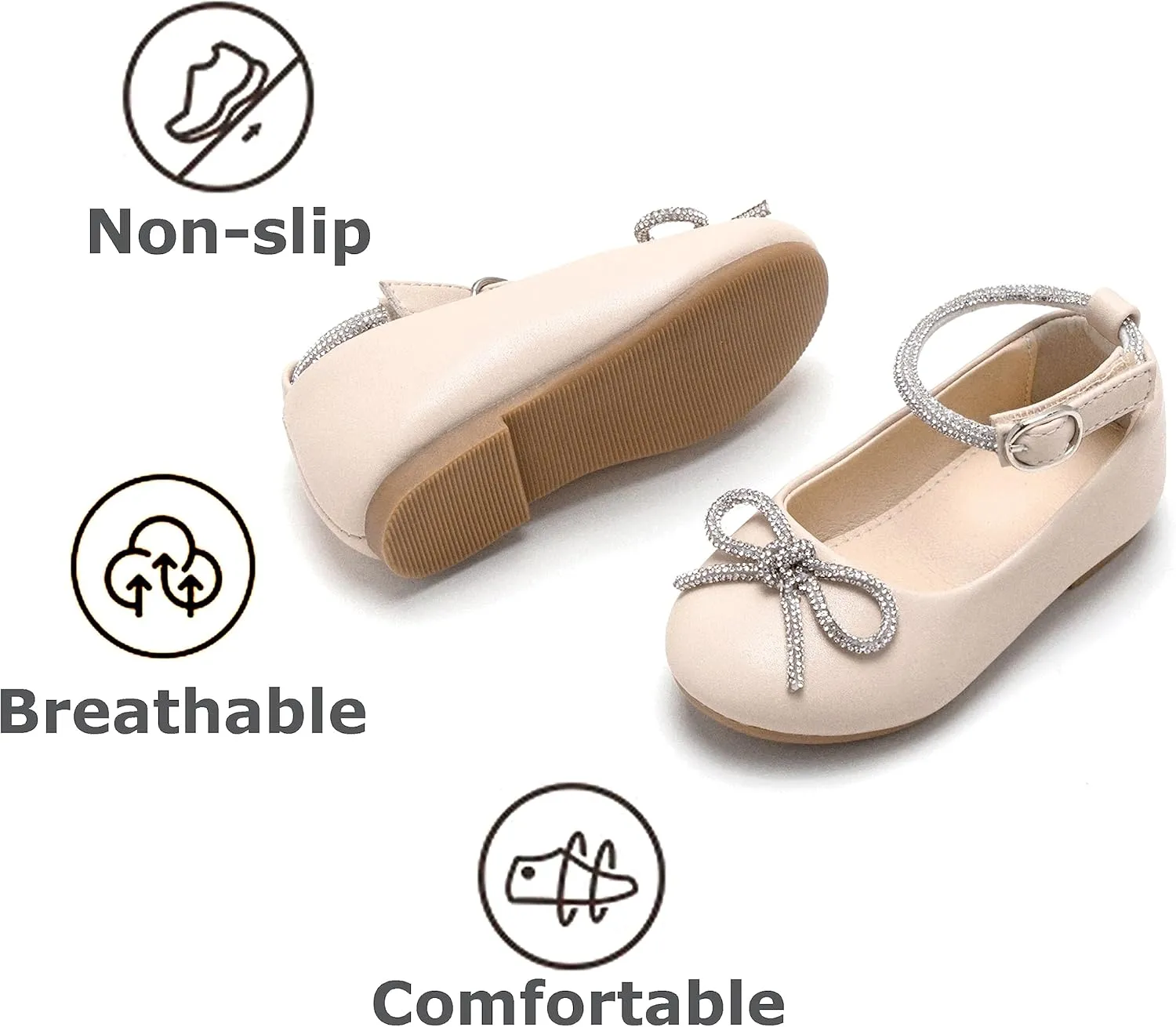 THEE BRON Toddler/Little Girl Mary Jane Flats Princess Dress Shoes