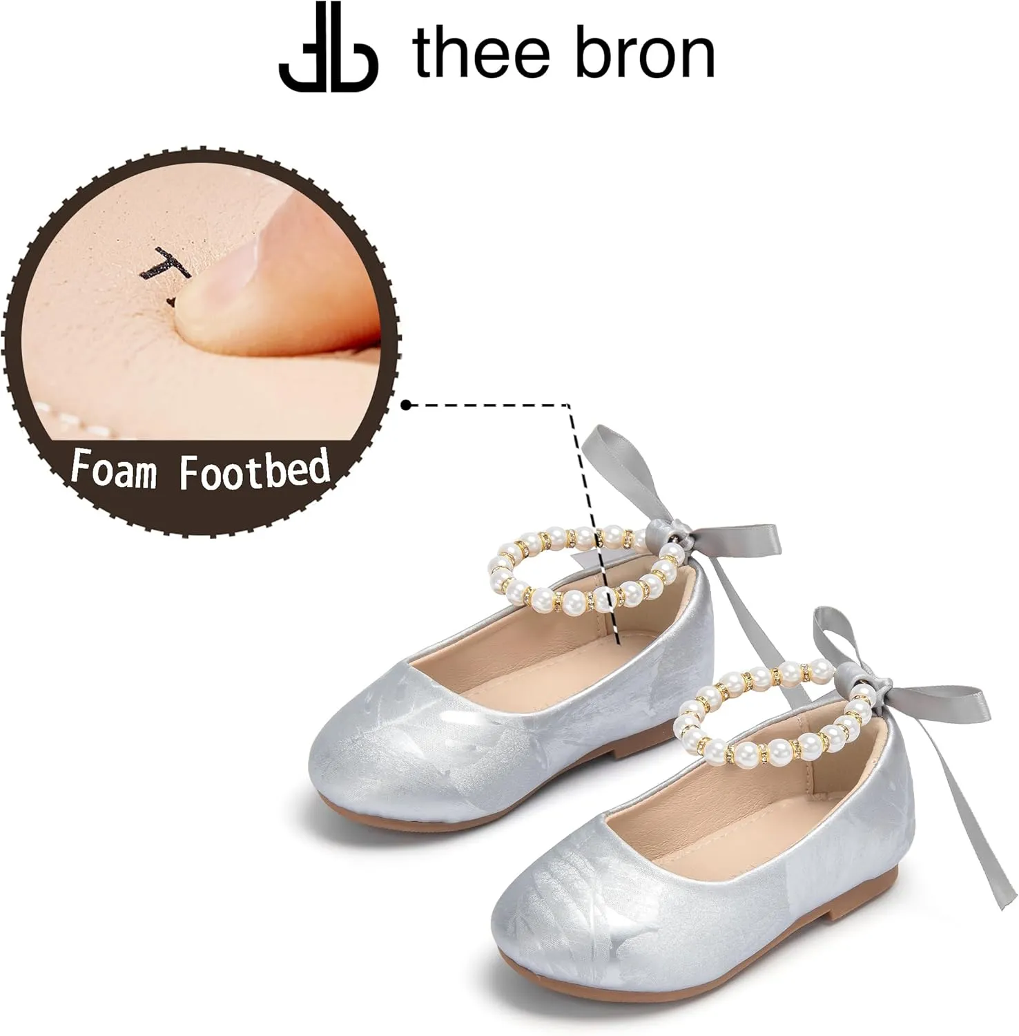 THEE BRON Toddler/Little Girl Mary Jane Flats Princess Dress Shoes