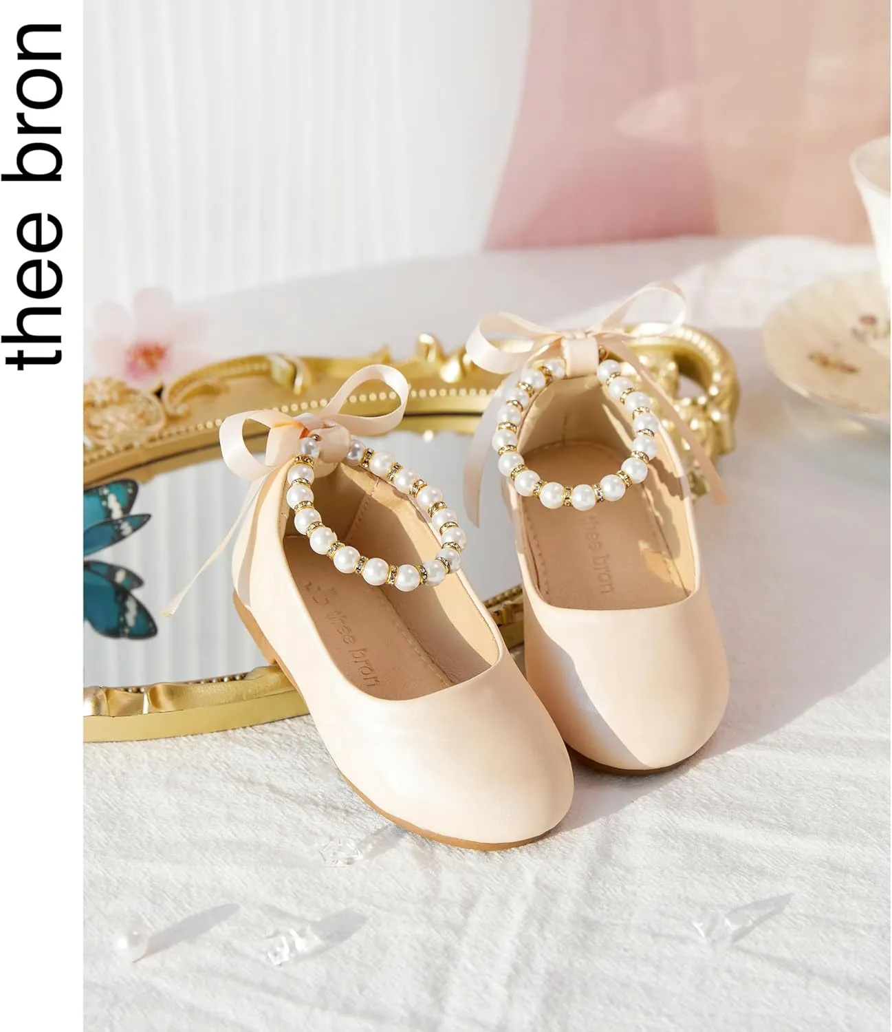 THEE BRON Toddler/Little Girl Mary Jane Flats Princess Dress Shoes