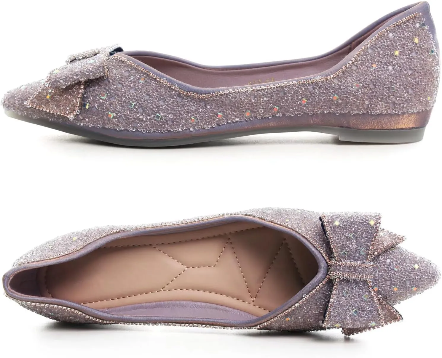 TN TANGNEST Womens Christmas Flat Shoes Snowflake Bell Bowknot Flats Fashion Pointed Toe Comfortable Slip On Flats